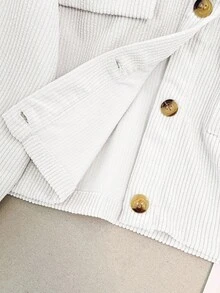 Franclia Áo khoác nữ tay dài, túi đơn hàng ngày, màu trơn, mùa thu - trắng - Xem 8