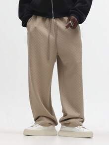 SUMWON 秋冬锯齿纹阔腿家居裤，配有松紧抽绳腰部，舒适纹理家居裤