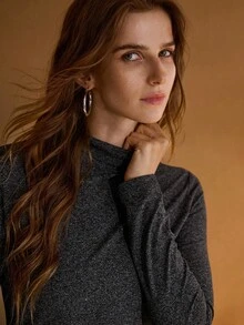 MOTF PREMIUM SLIM FIT MOCK NECK TOP - Dark Grey - View 4