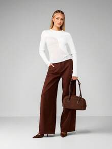 MISSGUIDED Winter Ribbed Knit Turtleneck Long Sleeve Fitted Sweater Pullover Feminine Basic Essential Layering Top Casual Minimalist Classic Design - Beige - View 3