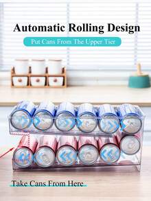 1 件罐头整理架，自动滚动罐头储存容器，适用于冰箱、橱柜、自动补充罐头储存盒，节省空间且易于携带，带盖的 2 层可堆叠饮料分配器，自动滚动啤酒汽水罐架，适用于冰箱、食品储藏室、厨房装饰、圣诞节 - 無色 - 查看 9