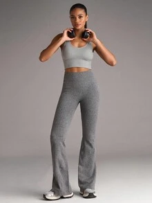 SHEIN BAE 單色無縫運動內衣 - 淺灰色 - 查看 9