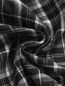 ROMWE Grunge Punk 女式牛仔拼布格子不对称下摆露背流苏牛仔连衣裙 - 彩色 - 查看 4