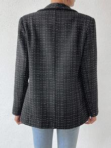 EMERY ROSE Chaqueta casual de solapa a cuadros de manga larga para mujer, otoño