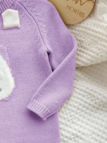 SHEIN Newborn Baby Girl Cute Cartoon Bear Romper With Hat, Autumn/Winter