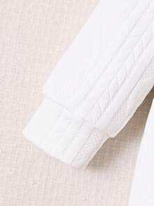 SHEIN Babyboy 休闲连帽羊毛连体裤，海军蓝，适合秋冬季外出、休闲装、周末野餐和舒适派对 - 白色 - 查看 5