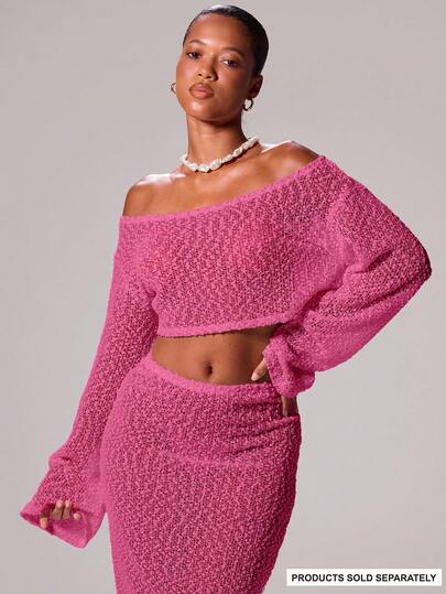 MUSERA Top a cropped de manga larga ancha con cuello de pico, textura de punto, solo para cubrir (sin forro), sexy, para vacaciones en Ibiza, primavera, verano, romántico, elegante, ideal para cumpleaños