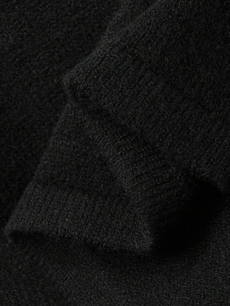 Tween Girl Butterfly Decor Drop Shoulder Long Sleeve Knit Cardigan And Knit Mini Skirt Set, Autumn/Winter