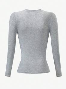 INAWLY Áo thun dài tay cổ tròn in họa tiết hoa sâu màu xám cỡ lớn dành cho nữ - Màu xám đen - Xem 2