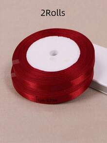 1 Roll/25yards 0.6-5cm Wide Wine Red Ribbons Bow Polyester Ribbon Wedding Decoration Diy Handmade Ribbon Floral Arrangement Baking Packaging,For Christmas Gift