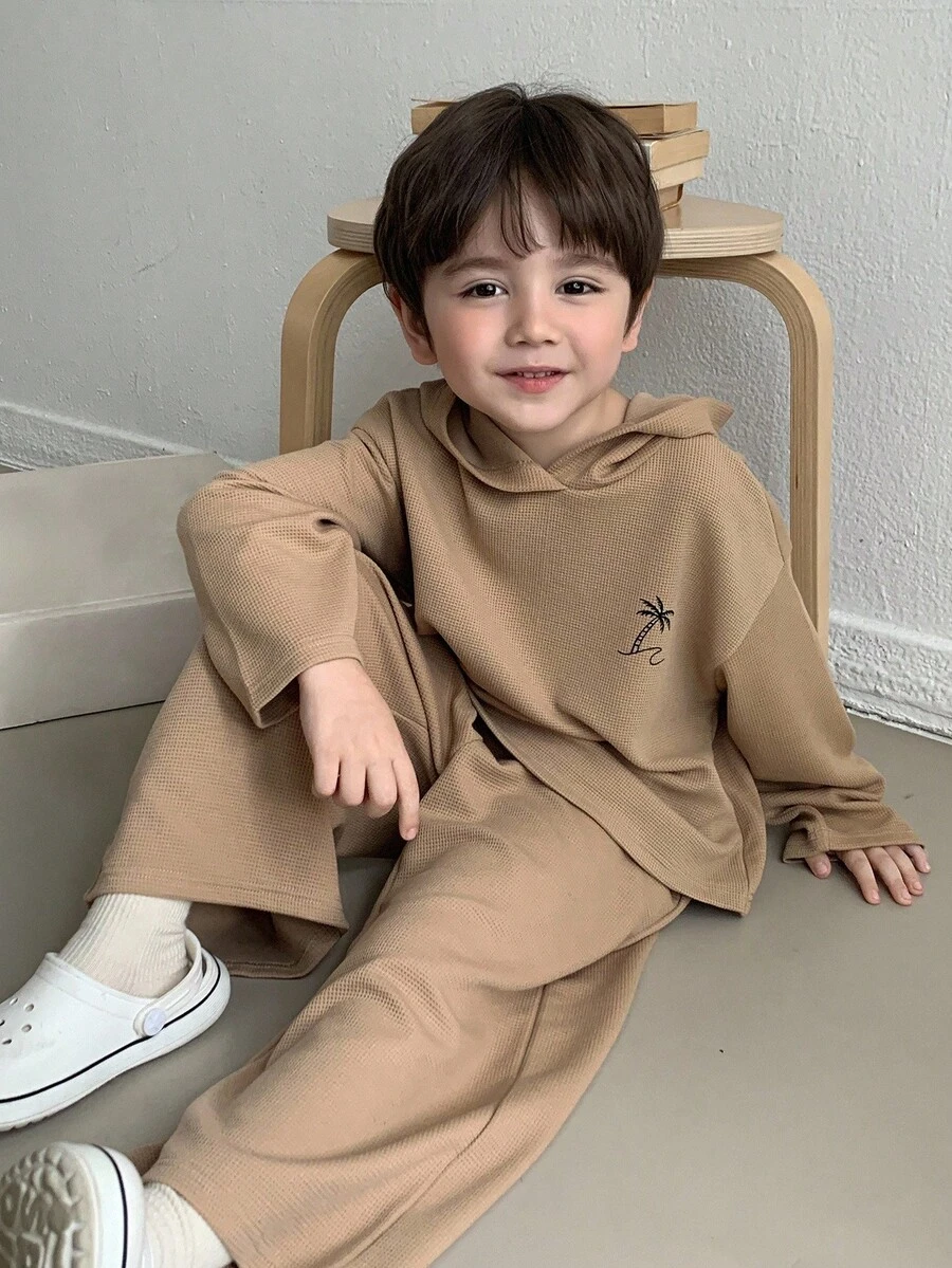 DAZY 男童休闲家居服，秋季连帽衫 - 軍綠色 - 查看 1