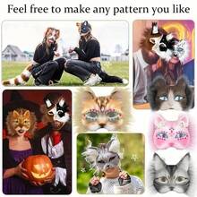 DIY 猫脸面具制作套件，带毛毡，手工制作的动物图案彩色装扮面具套装，适合万圣节服装、狂欢派对、角色扮演和节日（DIY 工艺套件、万圣节服装配饰）