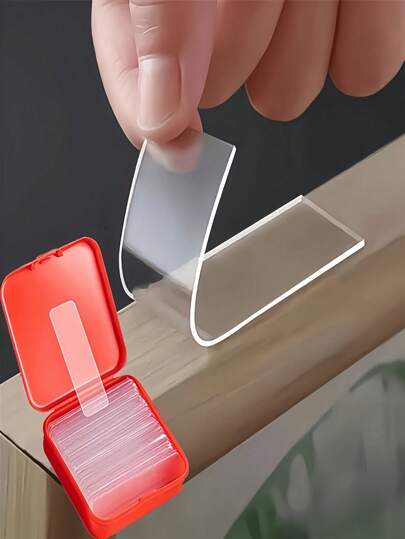 60pcs Reusable Double-Sided Adhesive Tape - Waterproof, Traceless, Removable & Multifunctional - Perfect For Photo Walls, Posters, Spring Couplets, Floors & Carpets!