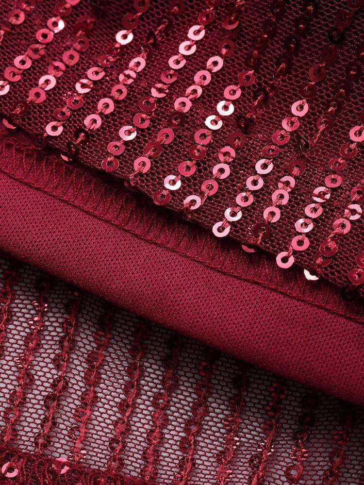 Women's Solid Color Sequin Patchwork Wrap Elegant Short Sleeve Dress Red Women Dresses Prom Dress Christmas New Years Women Outfit Carnival Sparkly Dress Cocktail Dress