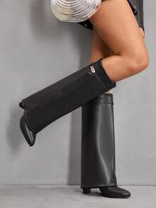 CUCCOO SZL CUCCCOO 女士时尚尖头皮革高跟靴 - 黑色 - 查看 1