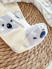 6pcs Newborn Comfortable Long Sleeve Footed Jumpsuit, Cute Koala Pattern Pajamas Set Fall Winter - Multicolor - View 3