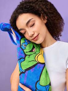 TEENAGE MUTANT NINJA TURTLES | SHEIN 1 件卡通图案法兰绒厚毯，柔软温暖，防脱落，适合沙发、床、午睡，多种尺寸可选 - 藍色 - 查看 6