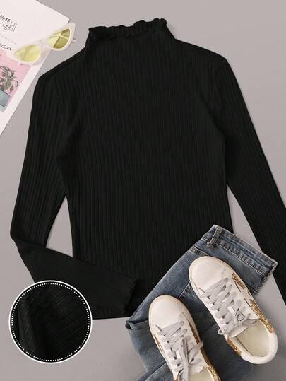 SHEIN EZwear Knit Ribbed Plus Size Women's T-Shirt