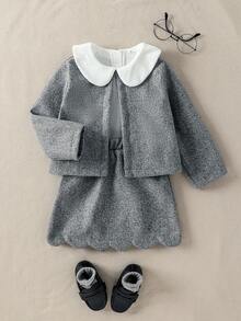SHEIN YYmatching Jacket Made From The Same Fabric. This Korean-Style, Ladylike Is Perfect For Autumn Wear And Suitable For Children Aged 4 To 7. - Multicolor - View 4