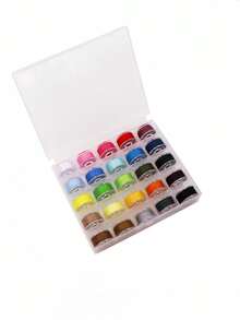 25 件缝纫机线轴盒，包括 25 种不同颜色的缝纫线，用于手工缝纫和服装缝纫，透明梭芯盒，带梭芯和固定颜色高速缝纫线 - 彩色 - 查看 5