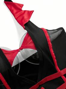 2 buc lenjerie intimă uniformă de birou/însoțitoare de zbor, în culori contrastante, negru și roșu, potrivită pentru Ziua Îndrăgostiților, Halloween, jocuri de rol, Crăciun