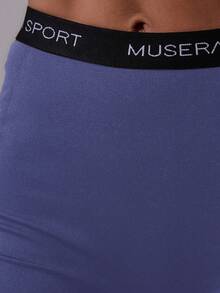 Musera Sport 运动高腰合身无缝塑形短裤活力健身房锻炼夏季 Padel 俱乐部健身房健身 - 藏蓝色 - 查看 6