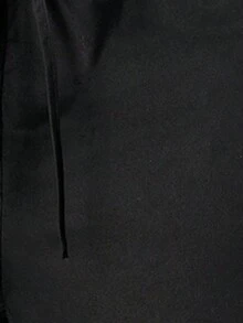 SHEIN PETITE CURVE 大码可爱白色梭织女式休闲裤， - 白色 - 查看 3