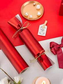 Geschenkpapierrollen - Matter metallroter Geschenkpapier, einfarbiges Papier perfekt für Feierlichkeiten an Feiertagen, Winterhochzeiten, Muttertag, Geburtstage, DIY Sträuße, Neujahr, Geschenkverpackung - Rot - Übersicht 6