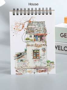 1pc A6 30Sheet Cartoon Sketchbook Spiral Notebook Thick Paper Drawing Doodle Journal For Students Teens Adults Office School Art Class Creative Writing Travel Diary Gift Idea Kawaii Cute Aesthetic Stationery - Multicolor - View 4