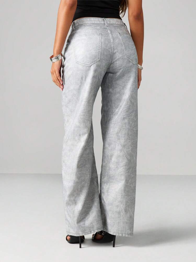 MISSGUIDED Light Washed Wide Leg Denim Pants With Plain Hem