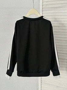 Modelyn New Autumn V-Neck Loose Design Long Sleeve Sweatshirt Without Hood - Multicolor - View 6