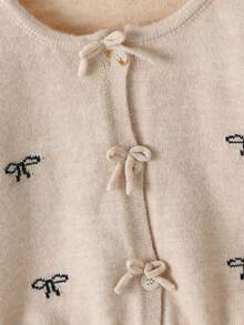 Sparklyn Tween Girls Cardigans, Apricot Jacquard Round Neck Knit Cardigan With Bow Decor, Long Sleeve Short Soft Comfortable Sweater Suitable For Spring, Autumn, Winter, Daily, Outdoor, Travel, Vacation, Home, Daycare, Kids Play Girl Sweater Jacket Sweaters For Girls With Bows Kids Cardigan For Girls Girl Sweaters Cardigan Kids Sweaters For Girls Button