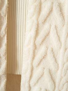 Sparklyn Tween Girls Casual All-Match Versatile Homewear Daily School Wear Cable Knit Striped Fuzzy Collar Open Front Mid-Length Autumn/Winter Jacket - Apricot - View 6