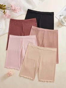 SHEIN 5件/包大码女式松紧腰提花内裤 - 彩色 - 查看 5