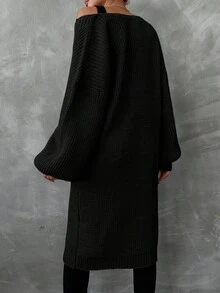 EURMUSE Women's Solid Color Dropped Shoulder Long Sleeve Long Cardigan, Autumn/Winter