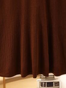 SHEIN Lacomfia Women's Elegant Mermaid Tail Knitted Skirt, Slimming - Brown - View 4