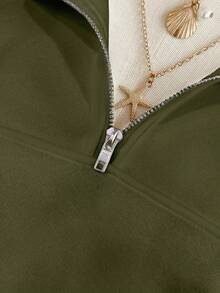 INAWLY Women's Loose Split Zip Collar Sweatshirt