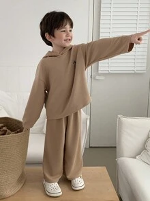 DAZY 男童休闲家居服，秋季连帽衫 - 軍綠色 - 查看 5