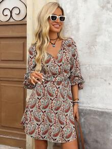 Brillora Váy ngắn tay dài in họa tiết khoét lỗ thông hơi dành cho nữ đi nghỉ mát - Nhiều màu - Xem 7