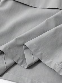 SHEIN 男童两件套春夏轻便套装，简约连帽长袖上衣，带抽绳踝带运动裤，时尚休闲两件套 - 灰色 - 查看 8