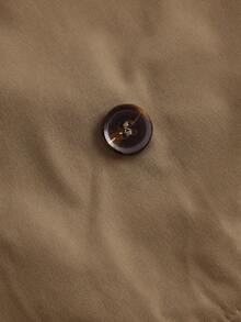 SHEIN MOD 女式卡其色短款休闲宽松夹克（配腰带）、秋季外套、秋季大衣、秋装、邮轮女装、返校装 - 駝色 - 查看 3