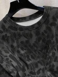 EMERY ROSE Bestselling Leopard Print Loose Plus Size Women Long Sleeve T-Shirt - Black - View 5
