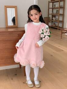 DAZY Robe sans manches à col rond pour jeunes filles - Rose bonbon - Voir 3