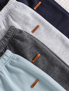 4pcs/Set Young Boy Casual Solid Color Elastic Waist Pants, Boy Joggers Kids Sweatpants All-Match Long Pants Multi-Pack, Autumn/Winter Toddler Boy Joggers Boy Sweatpants - Multicolor - View 6