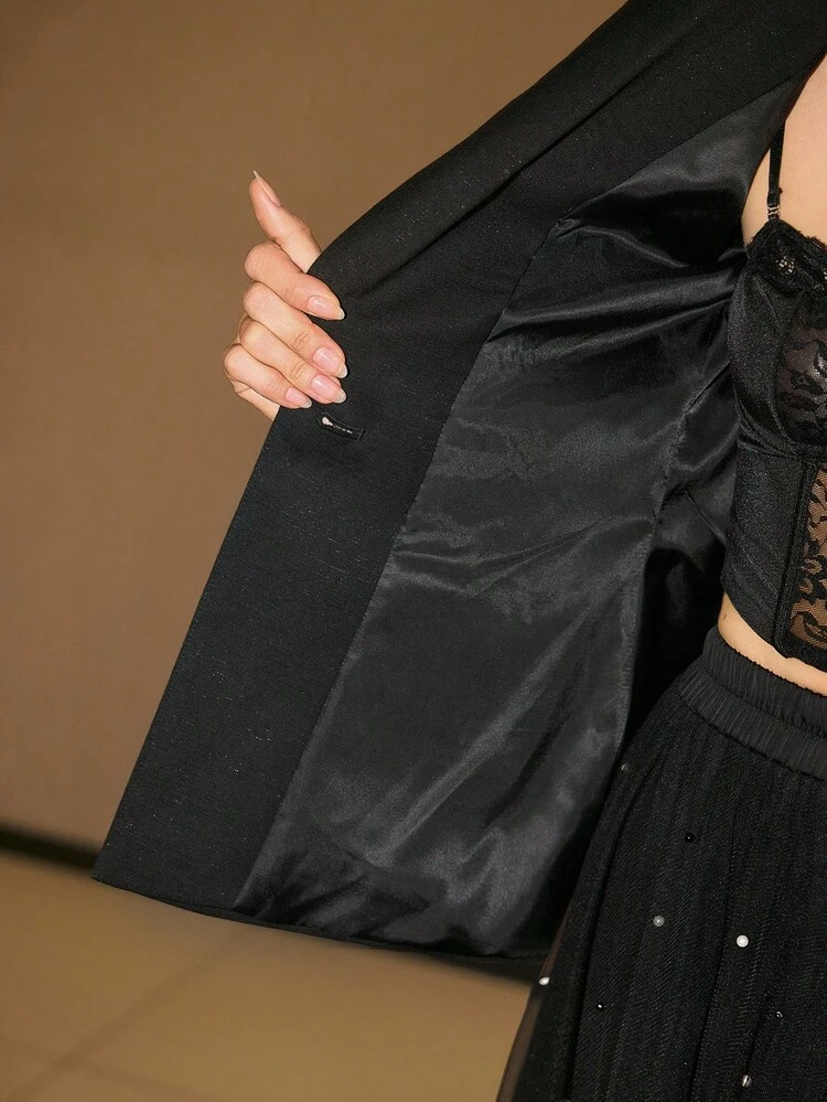 Asymmetric Collar Patchwork Blazer, Autumn/Winter
