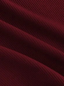 SHEIN EZwear Áo hai dây cổ yếm bó sát hở lưng gợi cảm dành cho nữ, đa năng, chất liệu PU - Màu Đỏ Sâu - Xem 3