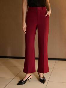 MOTF Classy PANTALONES DE TRAJE DE PIERNA RECTA CON PLIEGUE PRENSADO - Burdeos - Ver 4