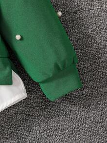 SHEIN Elladie kids 女童宽松有领二合一运动衫 - 綠色 - 查看 6