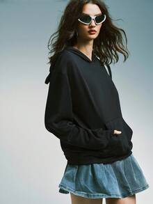 Airlisse 女士秋冬猫耳爪印卫衣，休闲宽松长袖套头衫 - 藏蓝色 - 查看 4