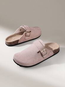 Solecia Women's Fashion Thick-Sole Slippers, Round Toe With Square Buckle, Matching Shoes For Christmas - Baby Pink - View 6